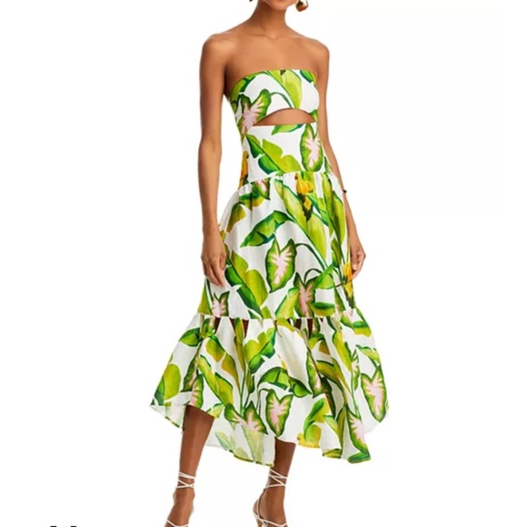 NWT Farm Rio Summer Foliage Strapless Dress XL